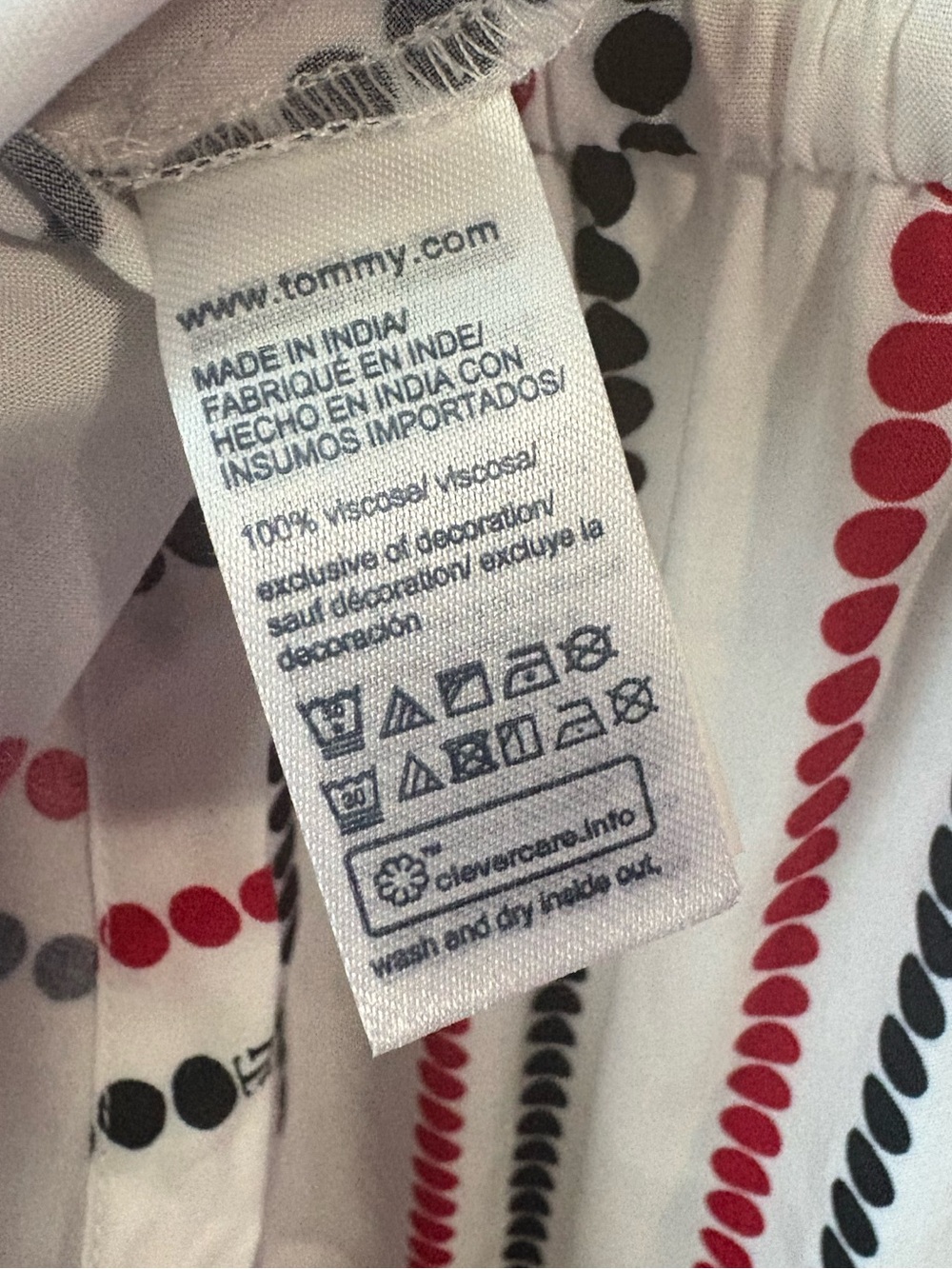 Tommy Hilfiger Striped Shirt Dress XS Red Black White Tie Waist - Picture 9 of 9